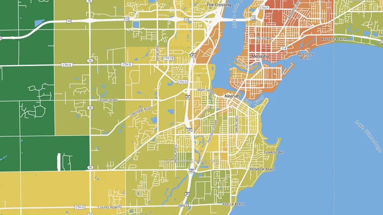 Neenah, WI Map of Vehicle Theft Rates