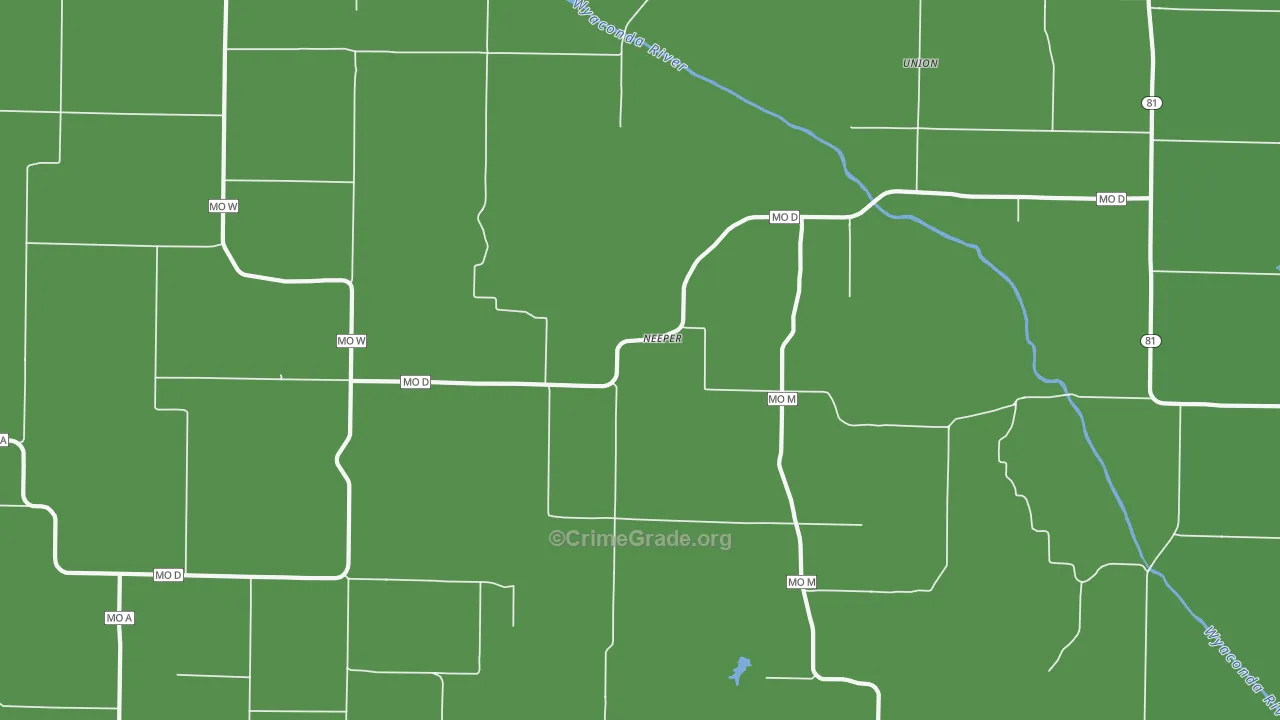 Neeper, MO Map of Vehicle Theft Rates