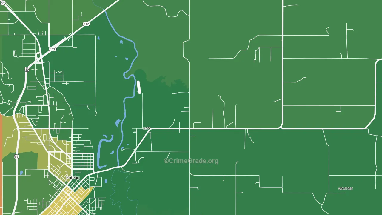 Neff, OK Map of Vehicle Theft Rates