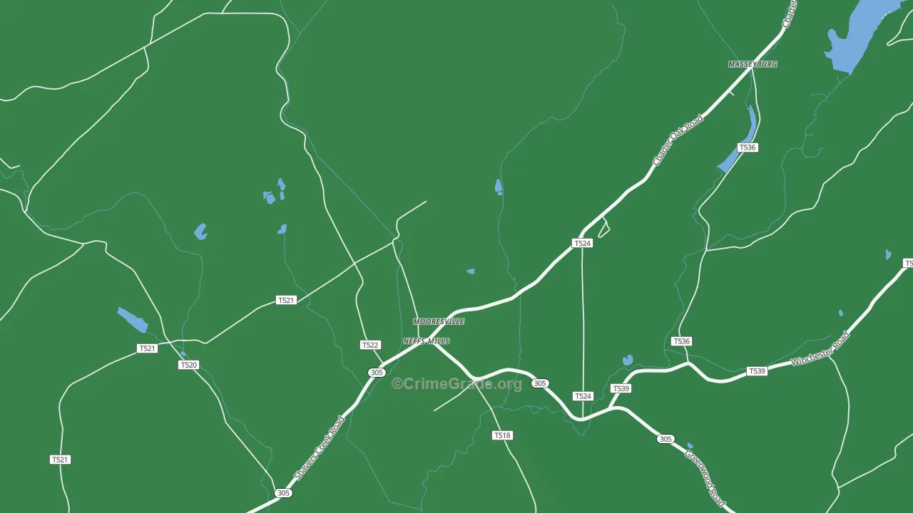 Neffs Mills, PA Map of Vehicle Theft Rates
