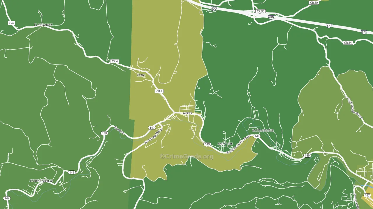 Neffs, OH Map of Vehicle Theft Rates