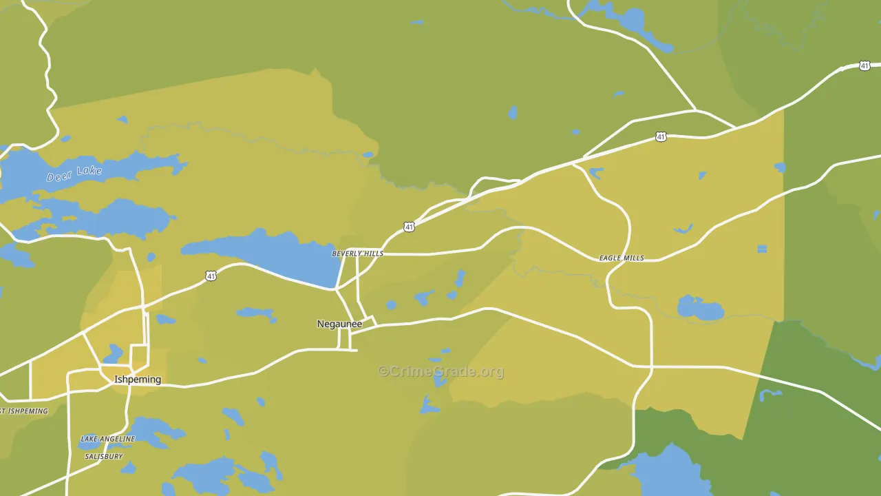 Negaunee, MI Map of Vehicle Theft Rates