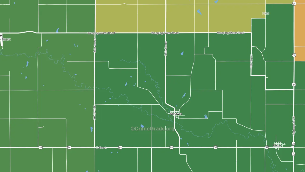 Nehawka, NE Map of Vehicle Theft Rates