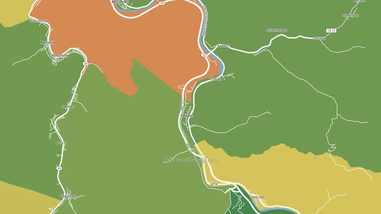 Neibert, WV Map of Vehicle Theft Rates