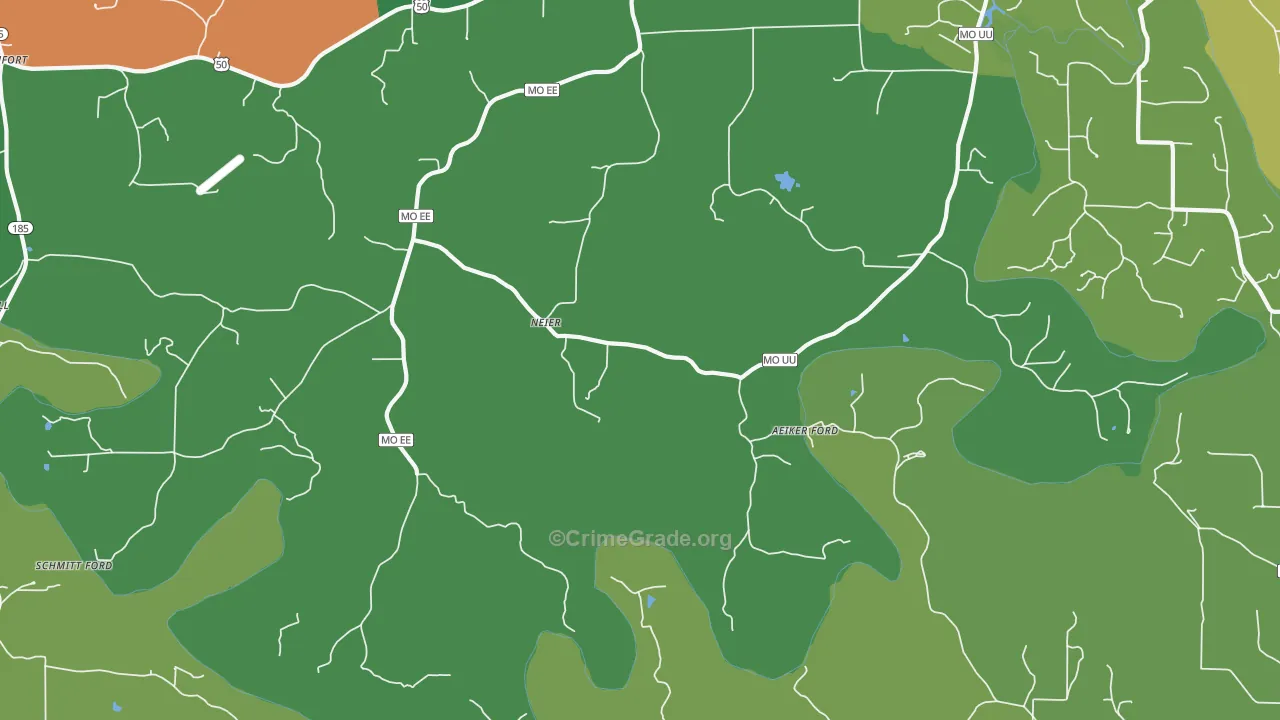 Neier, MO Map of Vehicle Theft Rates