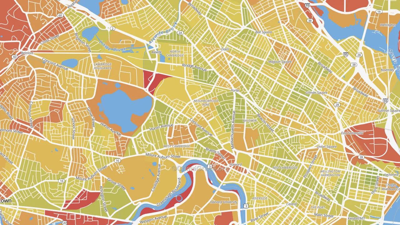 Neighborhood Nine, Cambridge, MA Map of Vehicle Theft Rates