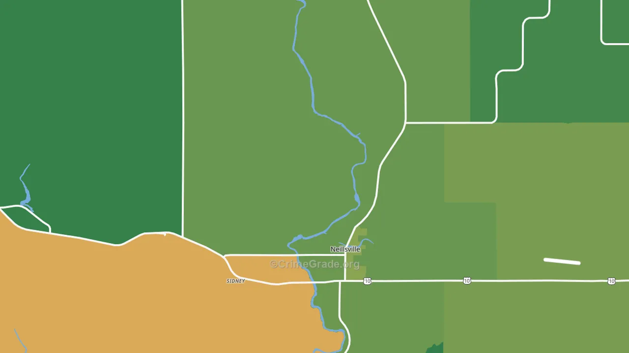 Neillsville, WI Map of Vehicle Theft Rates