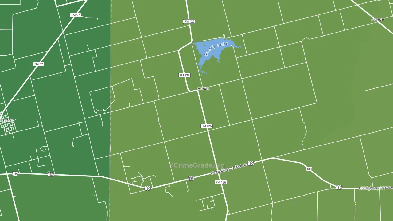 Neinda, TX Map of Vehicle Theft Rates
