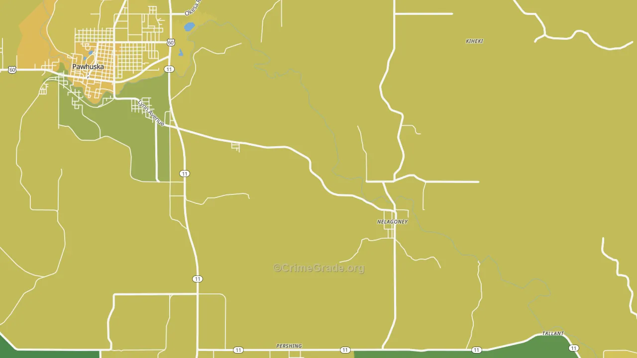 Nelagoney, OK Map of Vehicle Theft Rates