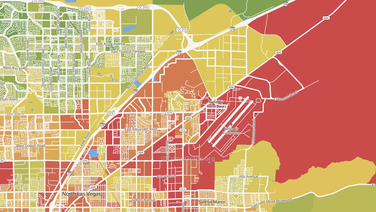 Nellis Afb, NV Map of Vehicle Theft Rates