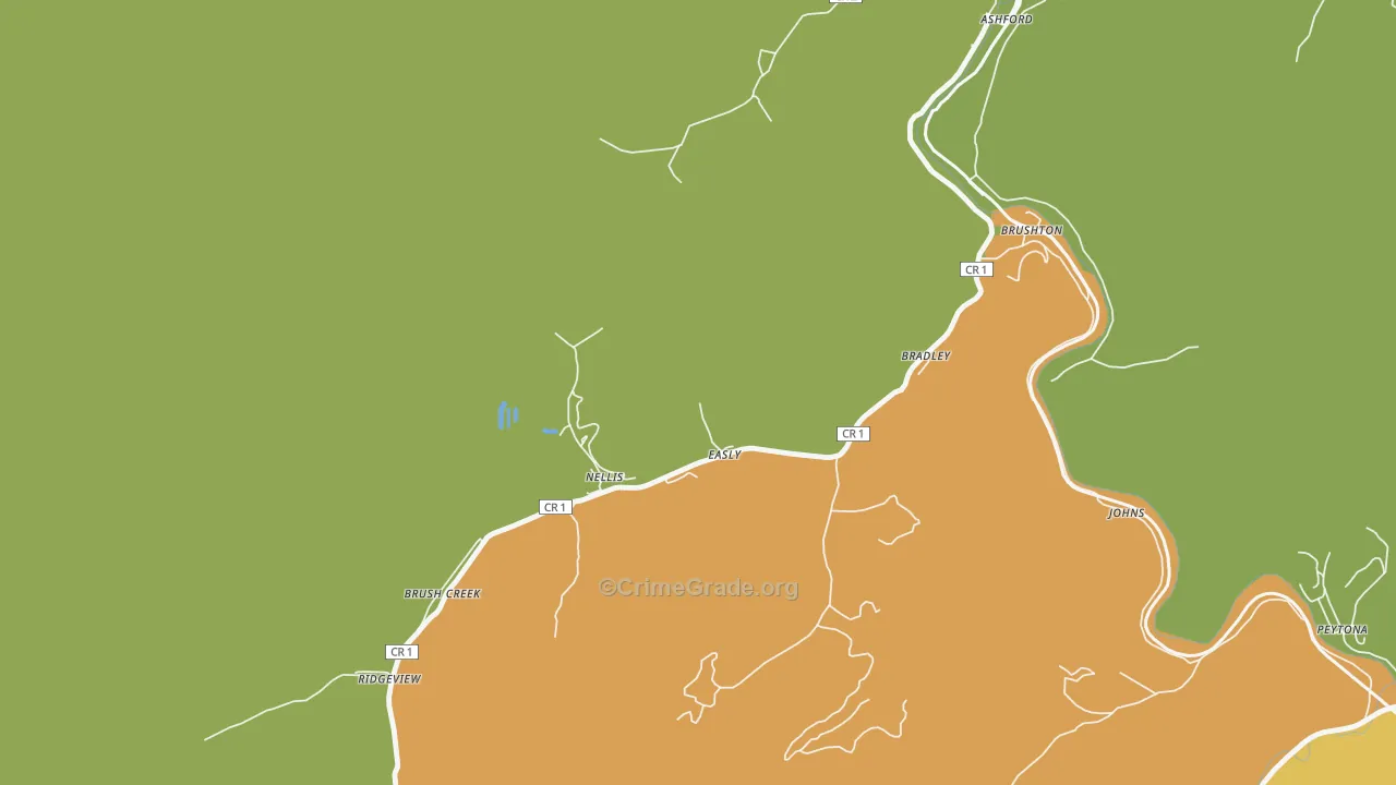 Nellis, WV Map of Vehicle Theft Rates