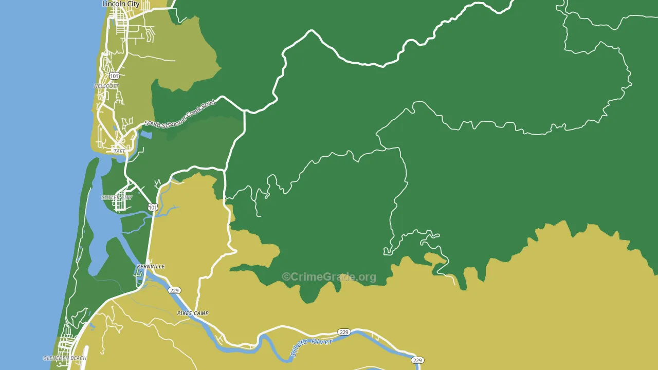 Nelscott, OR Map of Vehicle Theft Rates