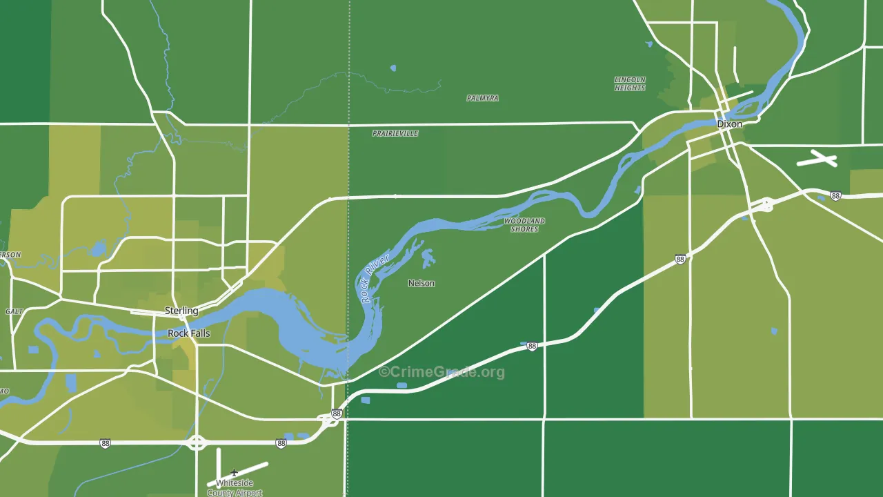 Nelson, IL Map of Vehicle Theft Rates