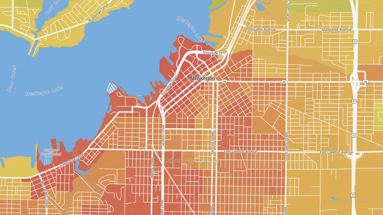 Nelson, Muskegon, MI Map of Vehicle Theft Rates