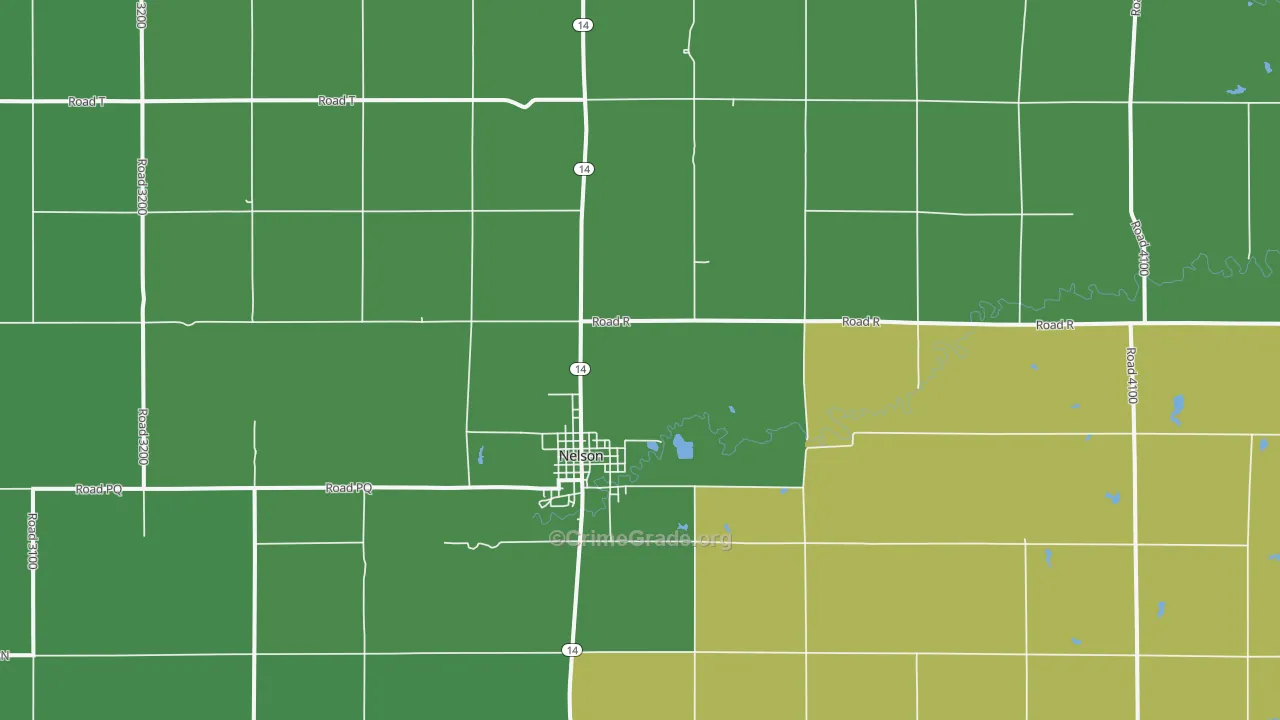 Nelson, NE Map of Vehicle Theft Rates