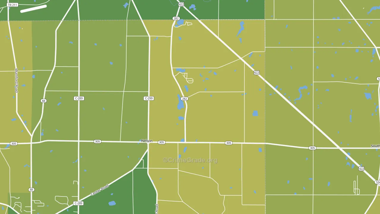 Nelson, OH Map of Vehicle Theft Rates