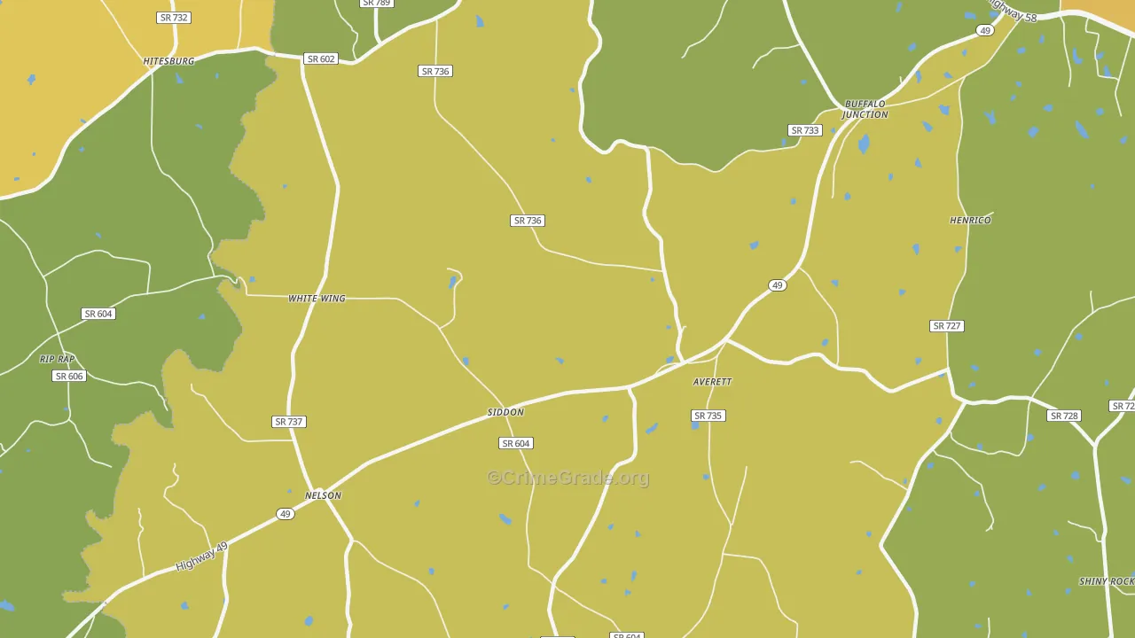 Nelson, VA Map of Vehicle Theft Rates