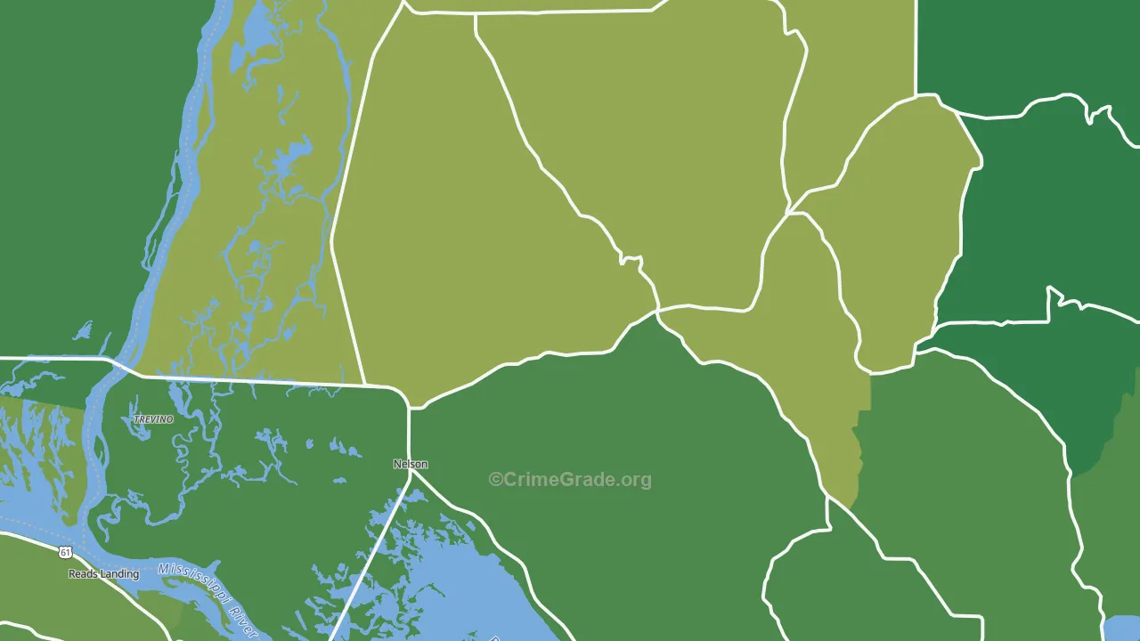 Nelson, WI Map of Vehicle Theft Rates