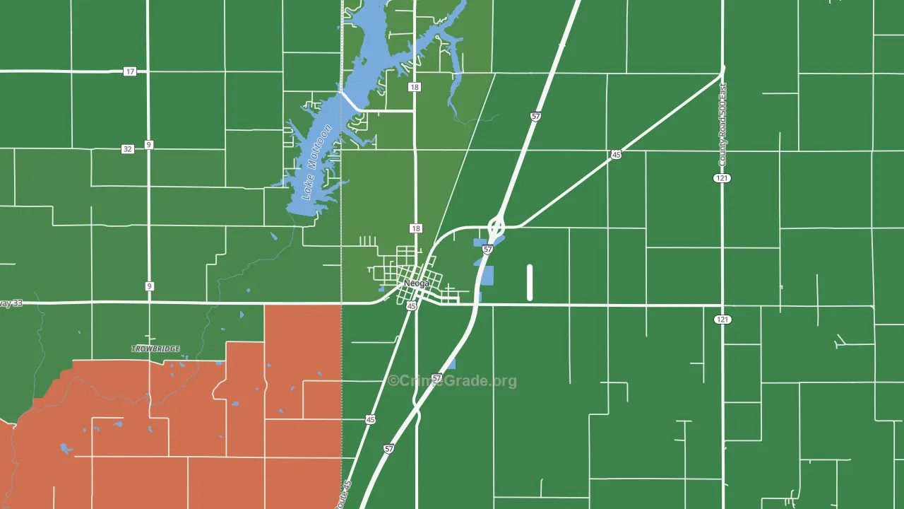 Neoga, IL Map of Vehicle Theft Rates