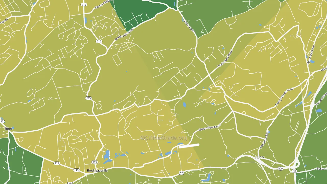 Neola, PA Map of Vehicle Theft Rates