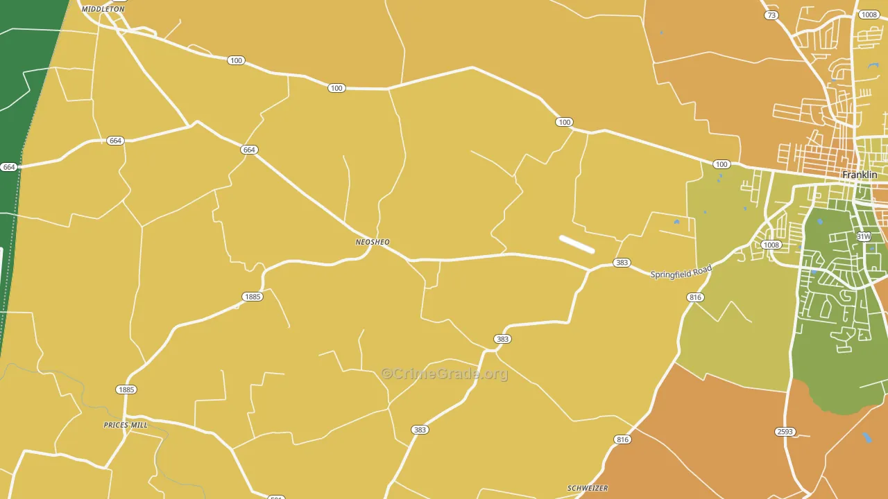 Neosheo, KY Map of Vehicle Theft Rates