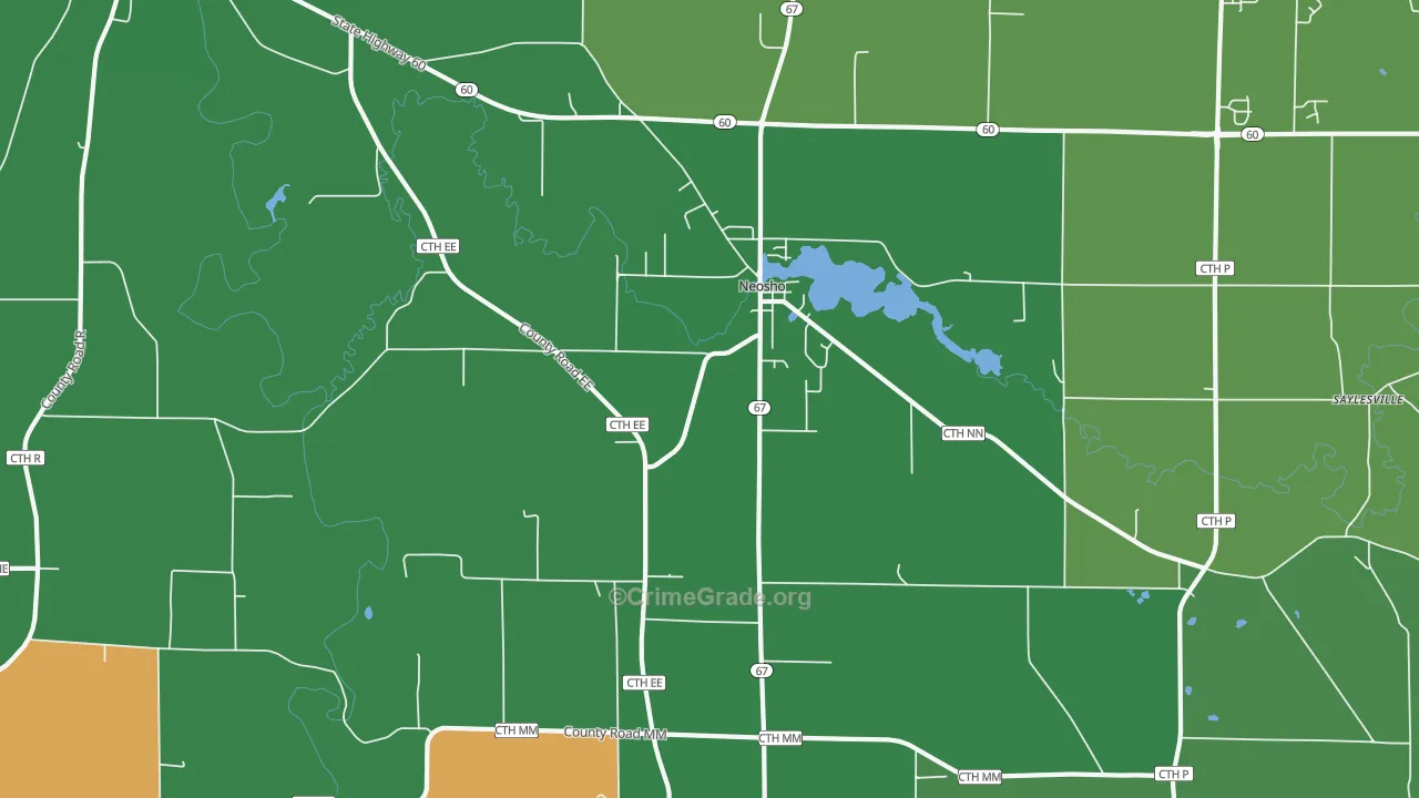 Neosho, WI Map of Vehicle Theft Rates