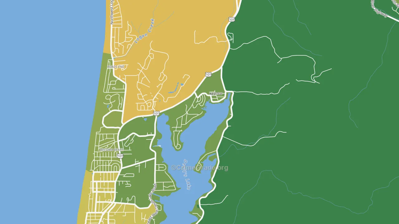 Neotsu, OR Map of Vehicle Theft Rates