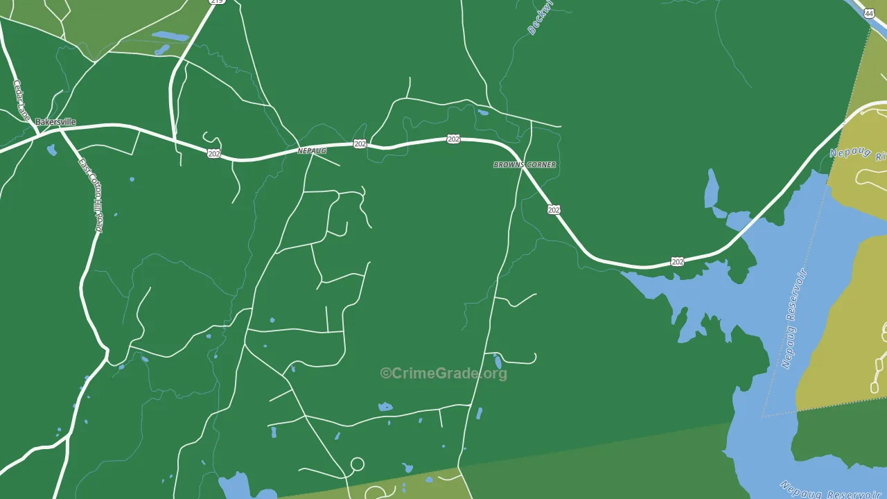 Nepaug, CT Map of Vehicle Theft Rates