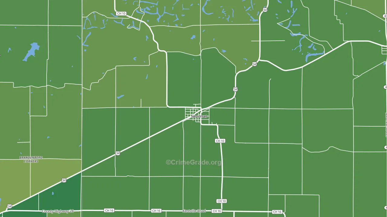 Neponset, IL Map of Vehicle Theft Rates