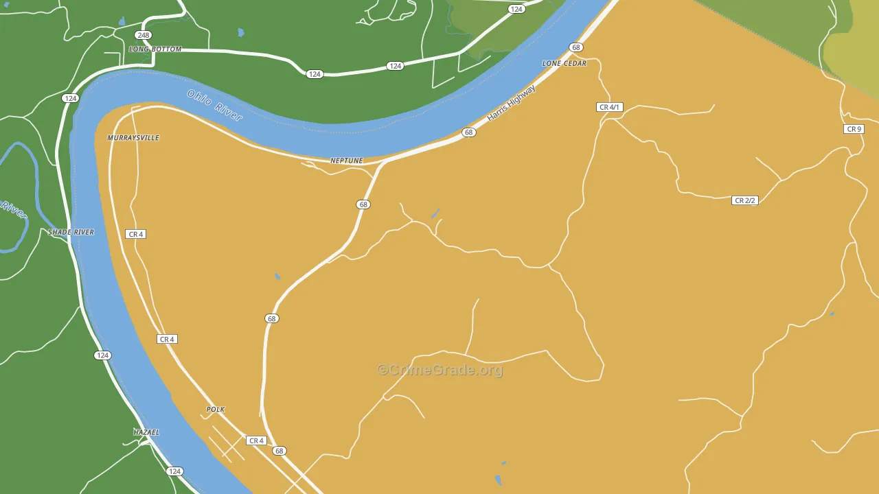 Neptune, WV Map of Vehicle Theft Rates