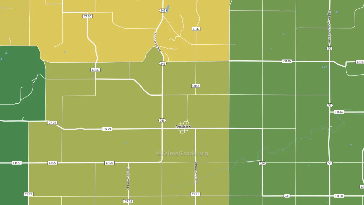 Nerstrand, MN Map of Vehicle Theft Rates