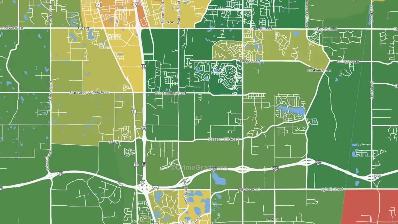 Nesbit, MS Map of Vehicle Theft Rates