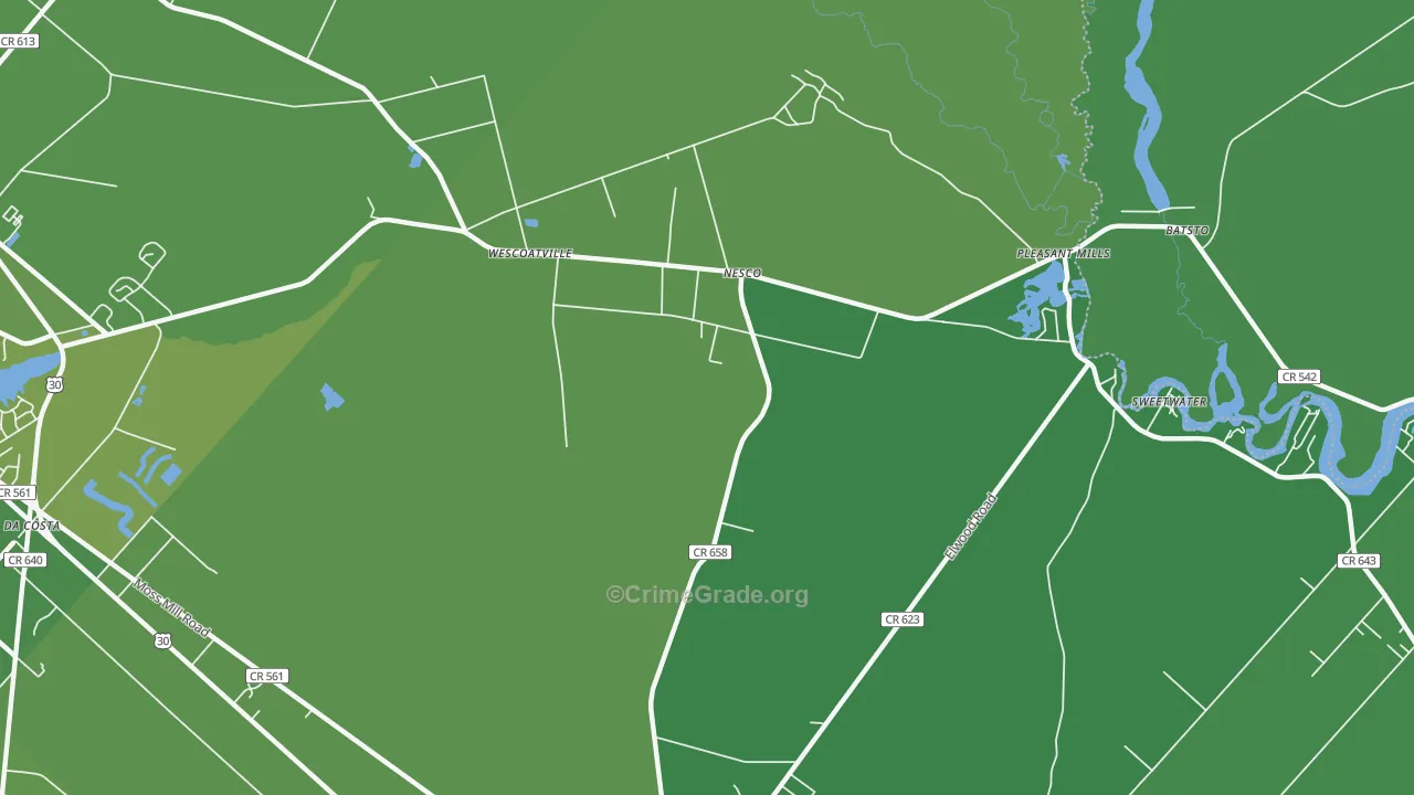 Nesco, NJ Map of Vehicle Theft Rates