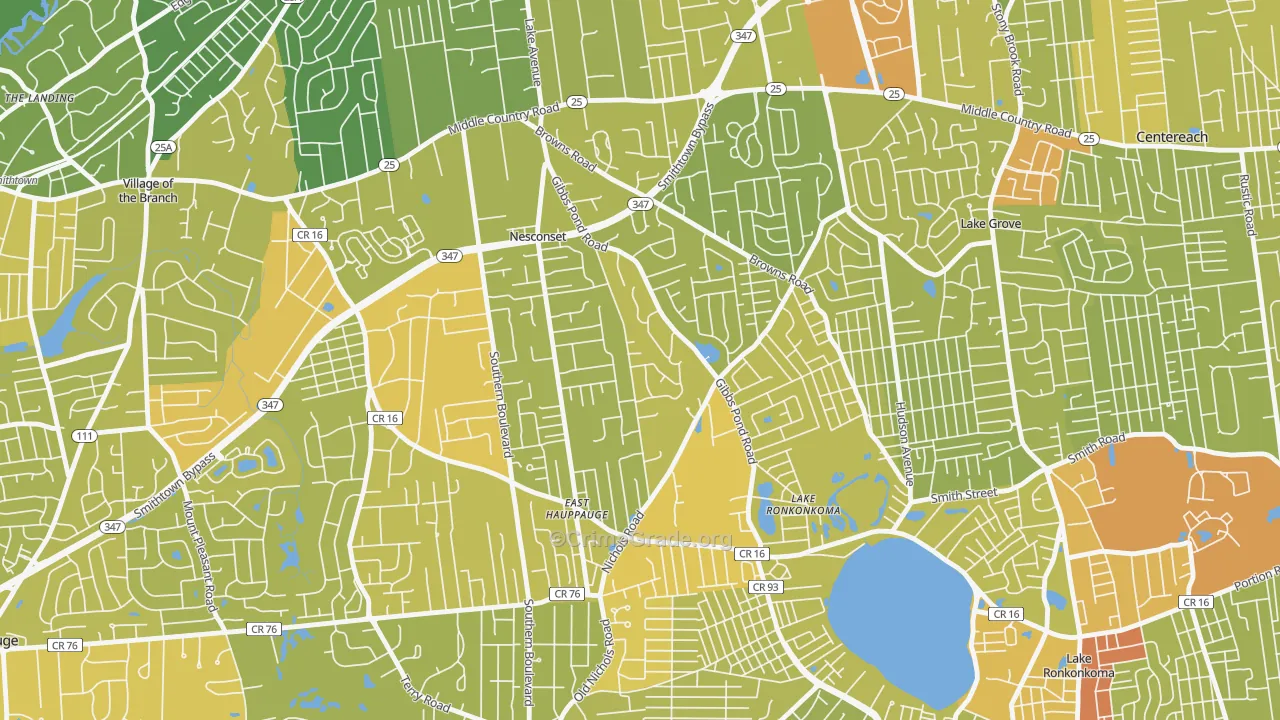 Nesconset, NY Map of Vehicle Theft Rates