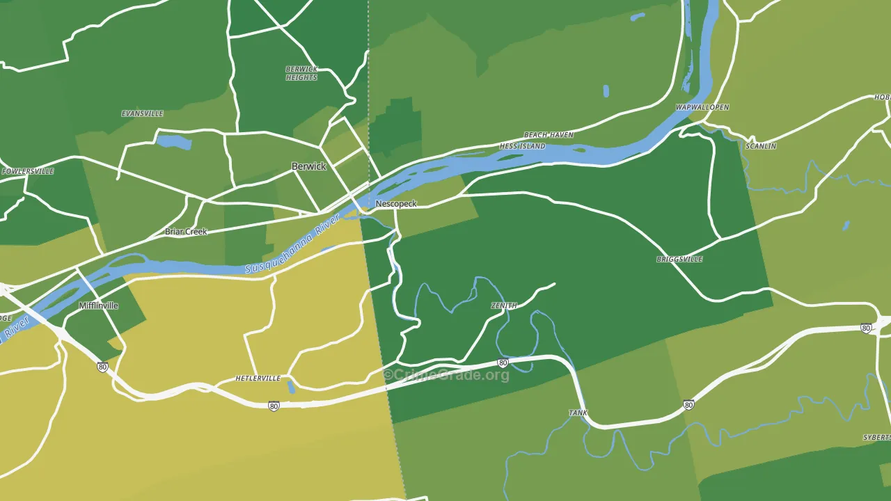Nescopeck, PA Map of Vehicle Theft Rates