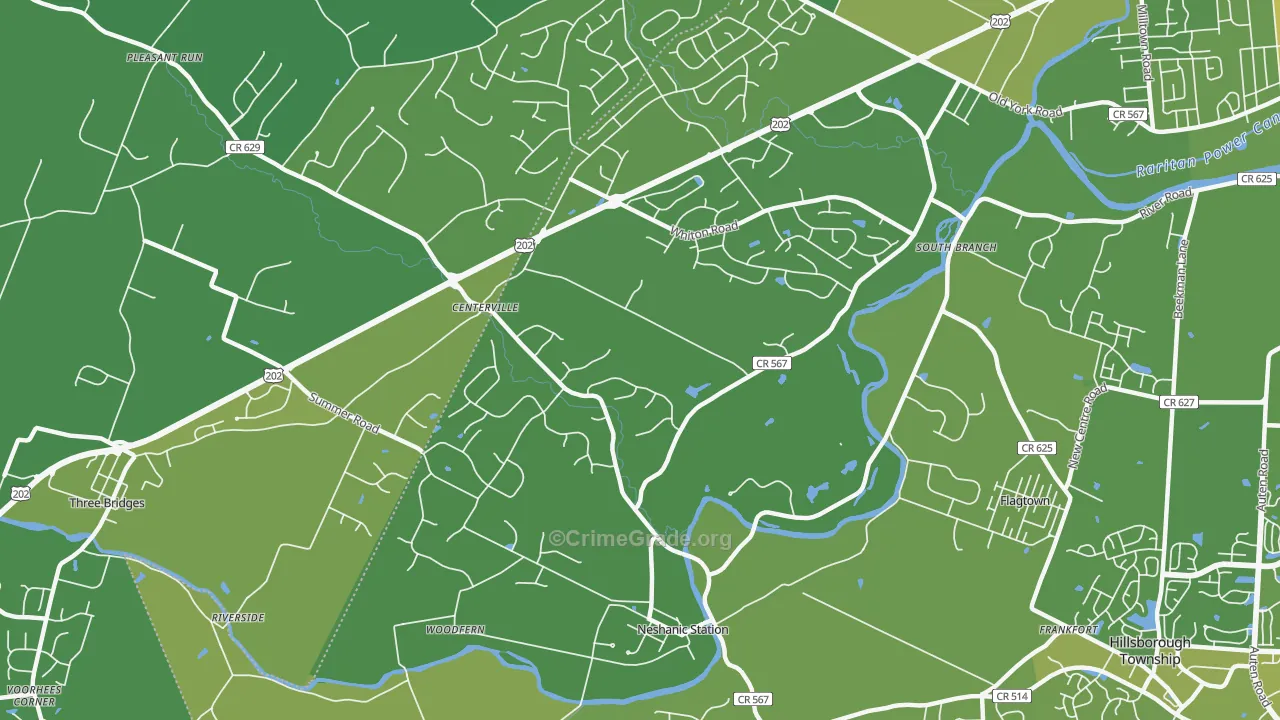 Neshanic Station, NJ Map of Vehicle Theft Rates