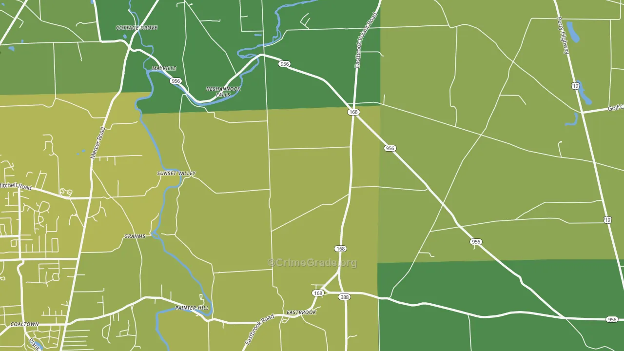 Neshannock Falls, PA Map of Vehicle Theft Rates