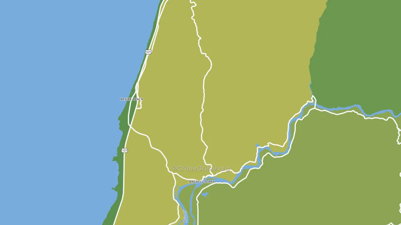 Nesika Beach, OR Map of Vehicle Theft Rates