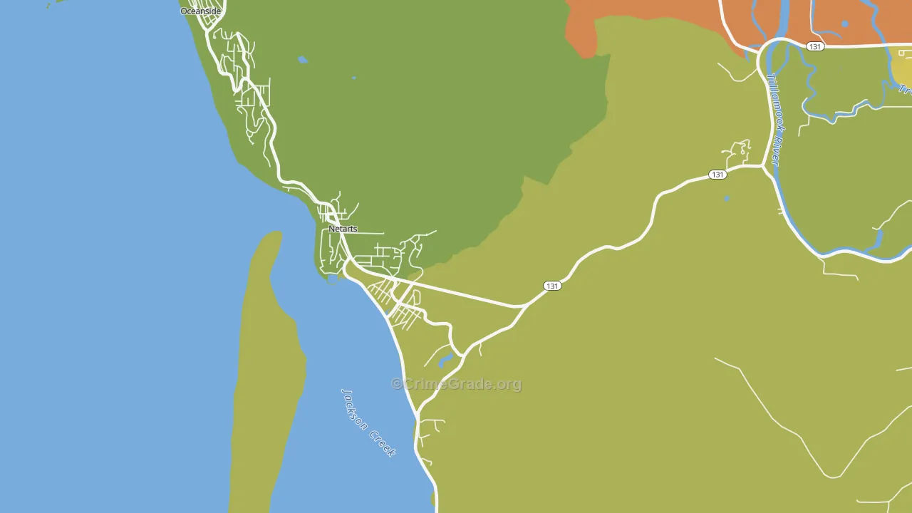Netarts, OR Map of Vehicle Theft Rates