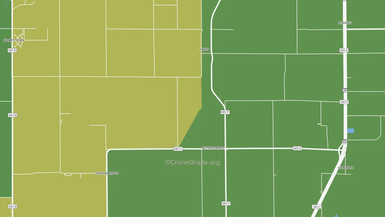 Netherlands, MO Map of Vehicle Theft Rates