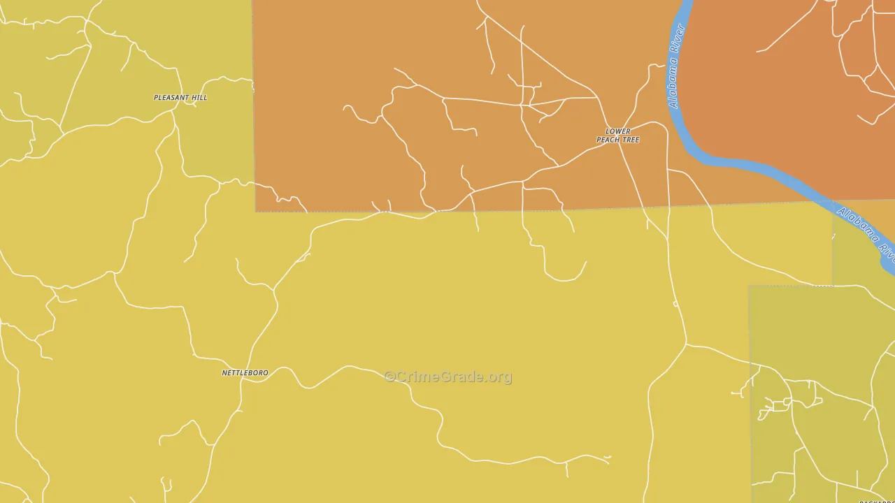 Nettleboro, AL Map of Vehicle Theft Rates