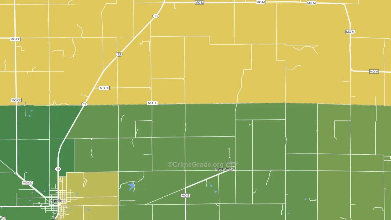 Nettleton, MO Map of Vehicle Theft Rates