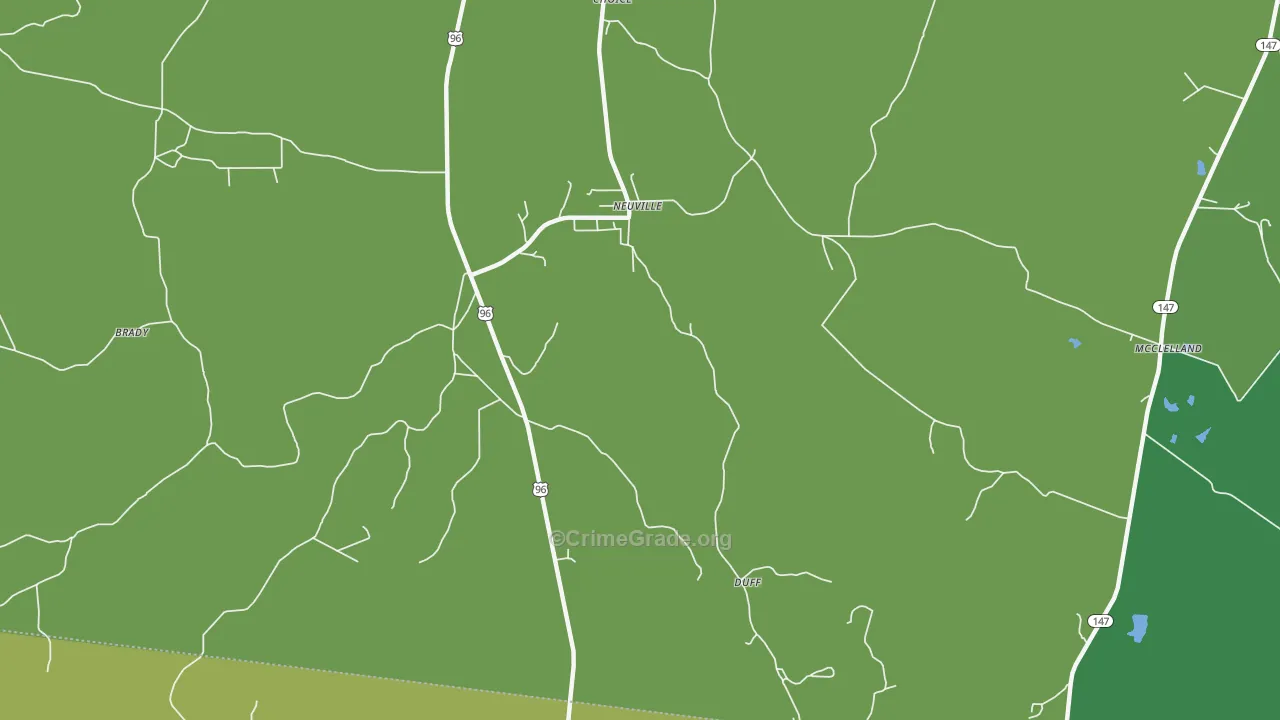 Neuville, TX Map of Vehicle Theft Rates