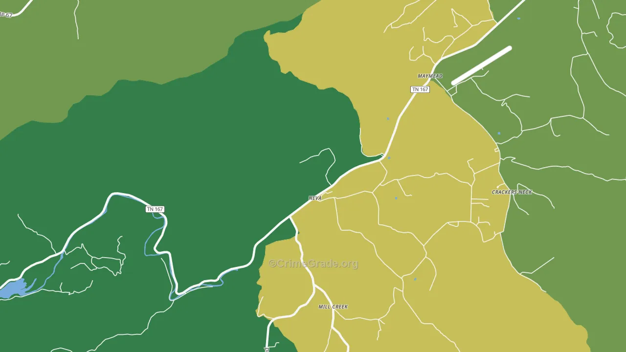Neva, TN Map of Vehicle Theft Rates