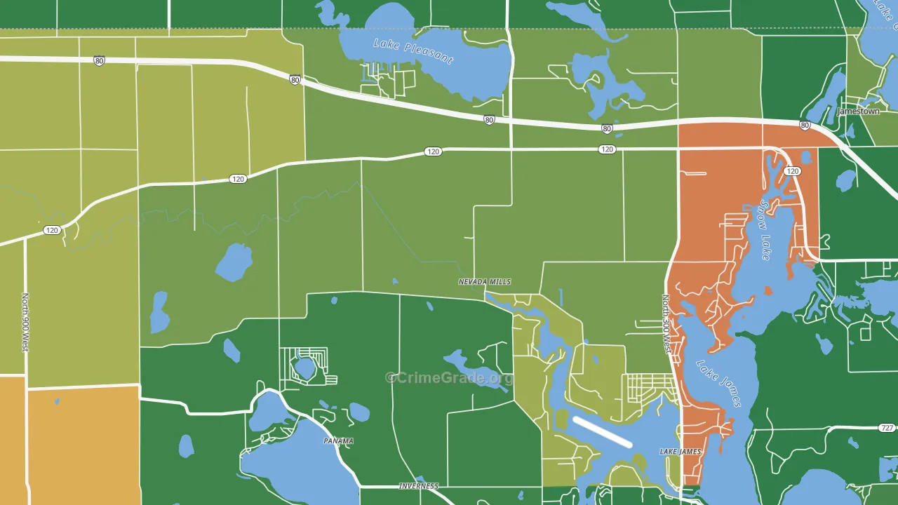 Nevada Mills, IN Map of Vehicle Theft Rates