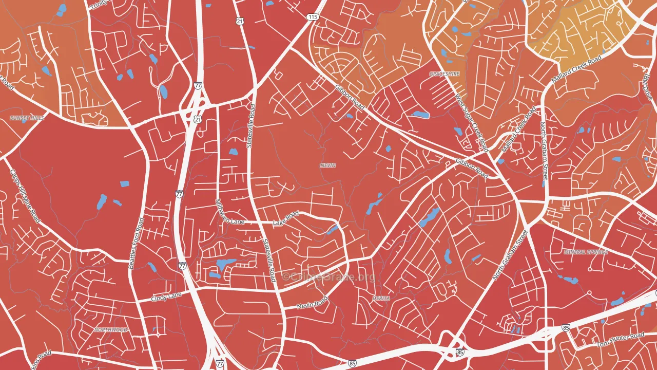 Nevin Community, Charlotte, NC Map of Vehicle Theft Rates