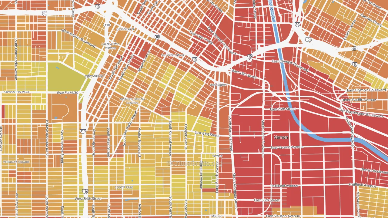 Nevin, Los Angeles, CA Map of Vehicle Theft Rates