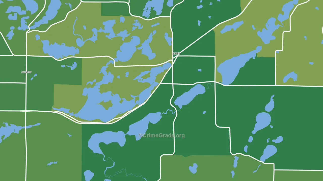 Nevis, MN Map of Vehicle Theft Rates