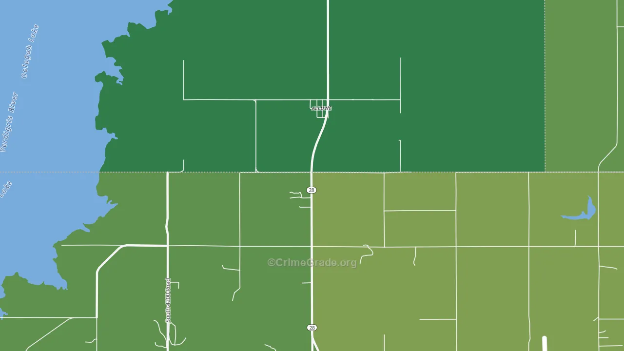 New Alluwe, OK Map of Vehicle Theft Rates