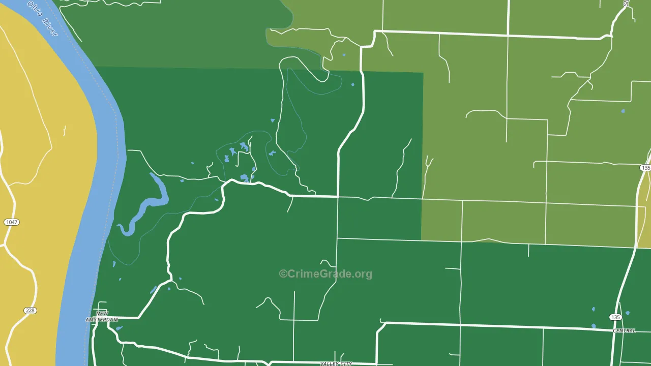 New Amsterdam, IN Map of Vehicle Theft Rates